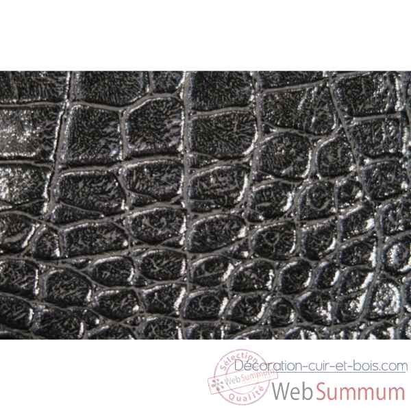 Coffret dominos cuir impression crocodile noir -DOM02-n -1