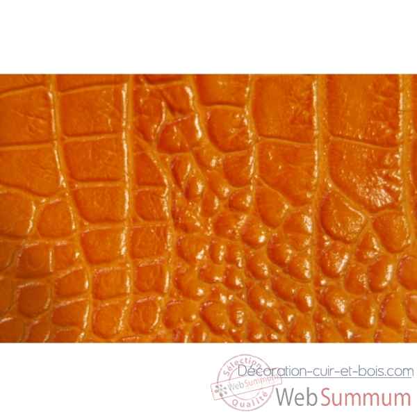 Coffret dominos cuir impression crocodile orange -DOM02-o -3