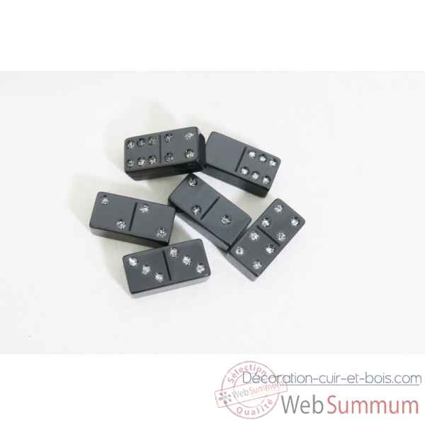 Coffret dominos deluxe cuir natte gris -DOM13-g -2