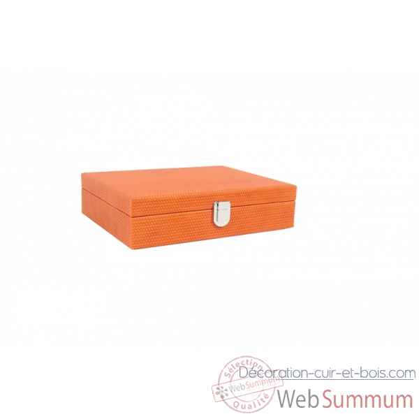 Coffret poker cuir couture orange -C806C-o -4