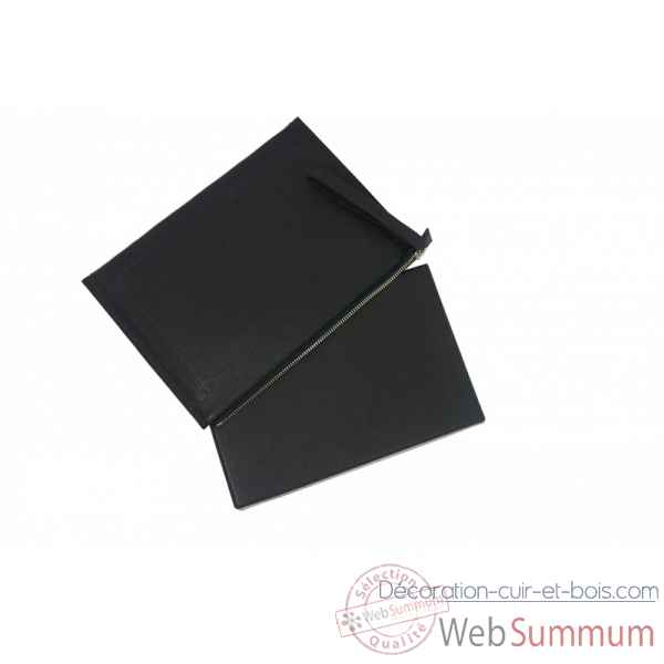 Pochette de backgammon paloma cuir buffle noir -BP101C -1