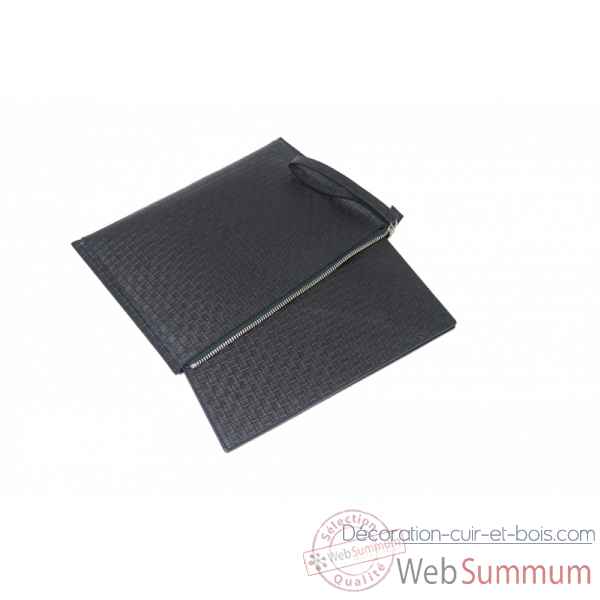 Pochette de backgammon paloma cuir natte noir -BP103C-n -1