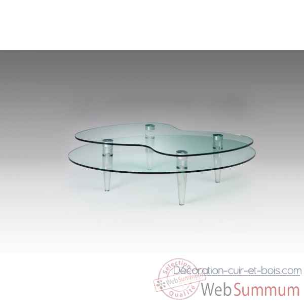 Les invisibles - table basse ovale a pieds coniques en pmma et verre trempe ep.12mm.  MT215