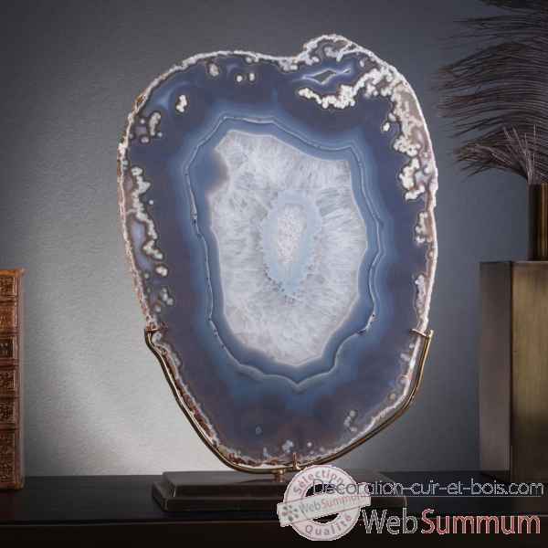 Agate en tranche bleue centre cristal Objet de Curiosite -PUMI809-1