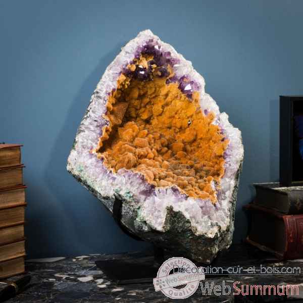 Amethyste avec encroutement de calcite orange Objet de Curiosite -PUMI609