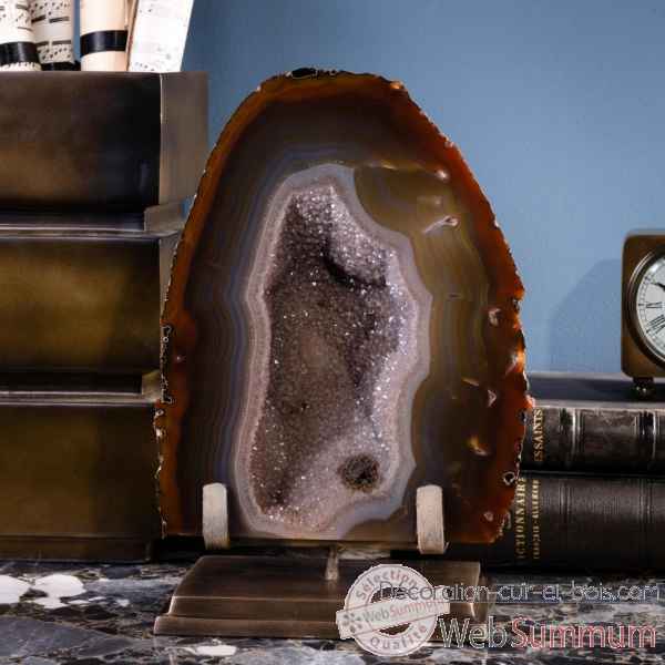 Geode d'agate marron avec amethyste Objet de Curiosite -PUMI623
