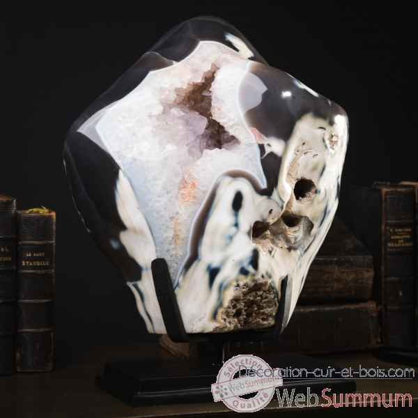 Geode d'amethyste dans gangue polie bleu/blanc Objet de Curiosite -PUMI802