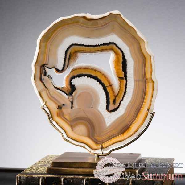 Grande tranche d'agate bordee de blanc Objet de Curiosite -PUMI999-6