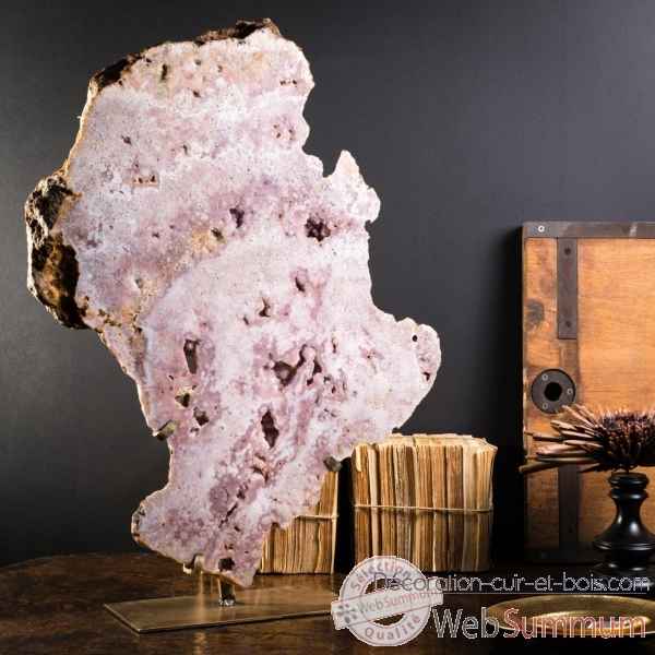 Plaque de calcedoine rose polie - bresil Objet de Curiosite -PUMI607