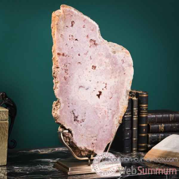 Plaque polie calcedoine sur quartz rose Objet de Curiosite -PUMI895