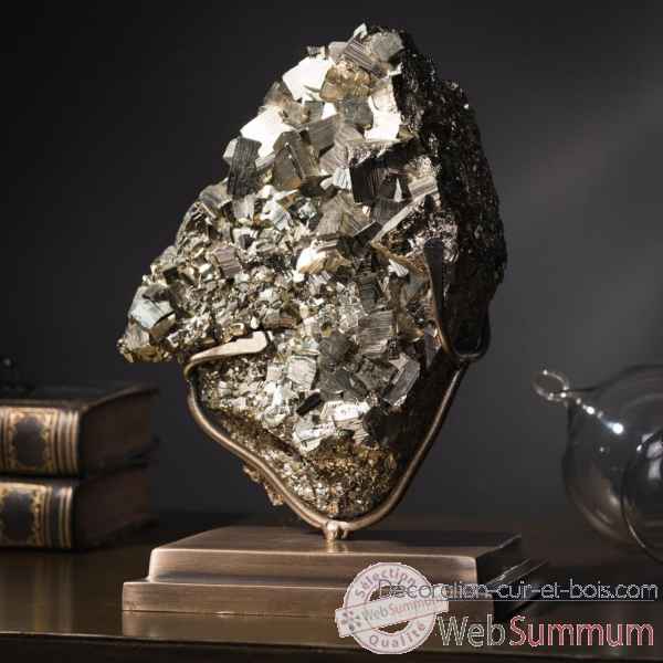 Pyrite sur socle laiton Objet de Curiosite -PUMI773-1