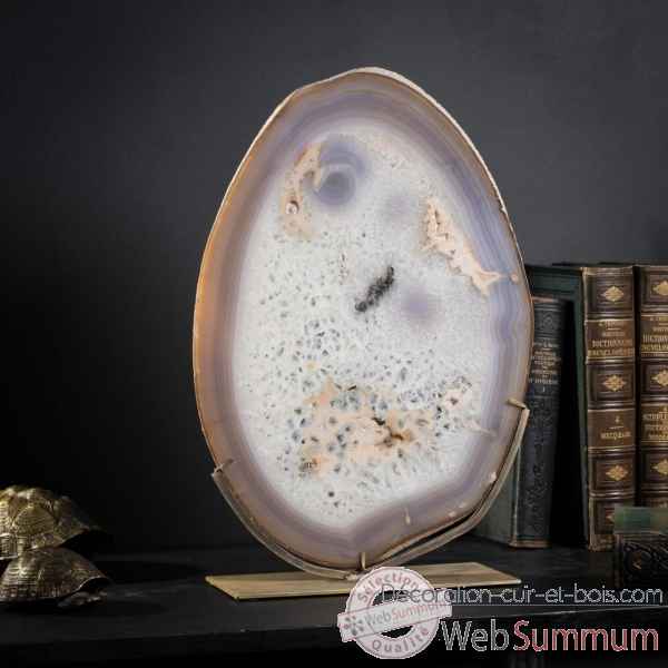 Tranche d'agate geante allongee Objet de Curiosite -PUMI571-1