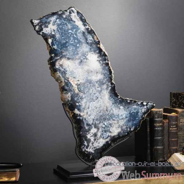 Tranche d'agate noir-bleute (1.5kg) Objet de Curiosite -PUMI956-1