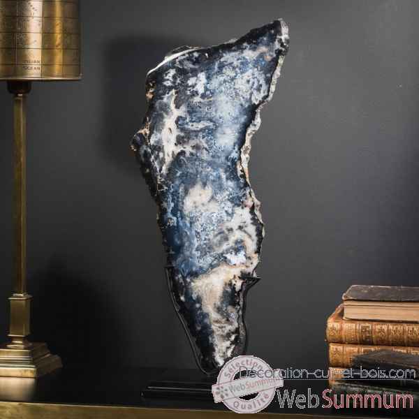 Tranche d'agate noir-bleute (2kg) Objet de Curiosite -PUMI957-1