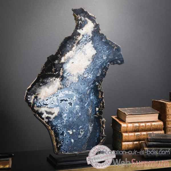 Tranche d'agate noir-bleute (2kg) Objet de Curiosite -PUMI957-2