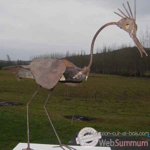 Oiseau en bois flotte avec ailes metal Terre Sauvage -DO07